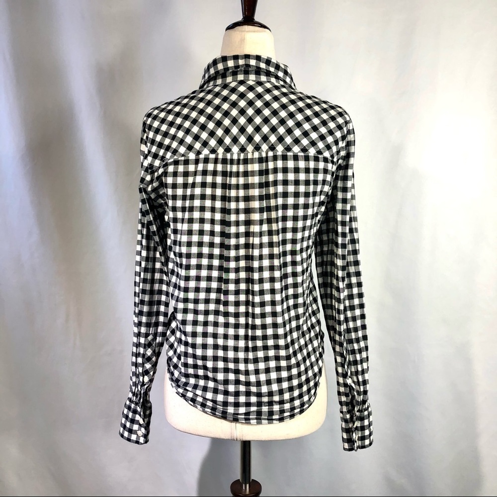 J Crew gingham tie-front shirt black white XS - Picture 4 of 9